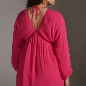 Anthropologie Let Me Be Sheer Flowy Mini Baby Doll Pink Dress